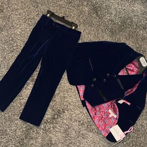 Boys Cobalt Blue Velvet 3-Piece Suit